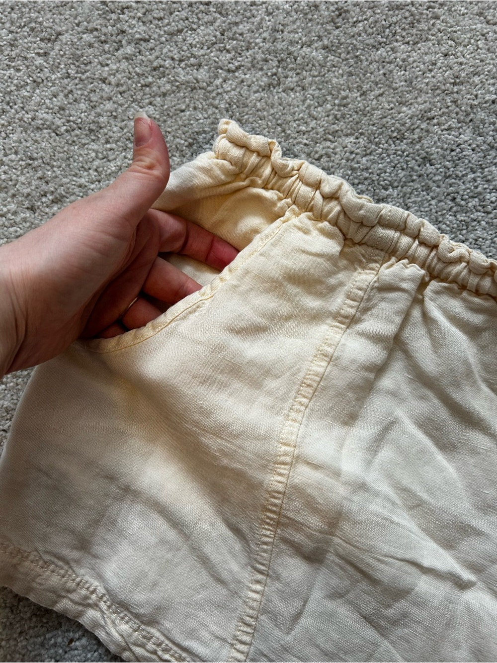 Free People Linen Casual Drawstring Shorts in Cream Size Large EUC - Picture 4 of 11